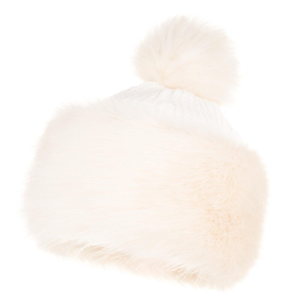 9628 Classic Pom Hat - Faux Fur Trim Hats - Warm Winter Cap M, Ecru Classic